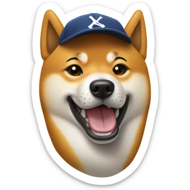Shiba wearing backwards baseball cap sticker