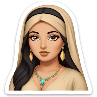 big plus size, arab, long dark hair, arabian clothes, baddie,pretty, makeup, lipgloss, black eyeliner, sticker
