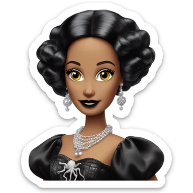 1915 Southern Belle Debut Barbie CC,Morticia Addams,modeling, sparkling black octopus tails  sticker