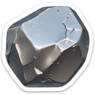 Cinematic Realistic Nickel Ore, Bright and shiny, with a rough, metallic surface reflecting light in soft, gleaming waves. The metal has a subtle luster and is both sturdy and raw in its form. Soft glowing outline, capturing the essence of durability and modern elegance in raw nickel ore. sticker