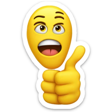 yellow traumatized emoji face showing a thumbs up sticker