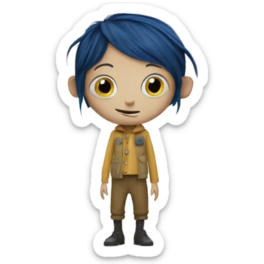 coraline with button eyes sticker