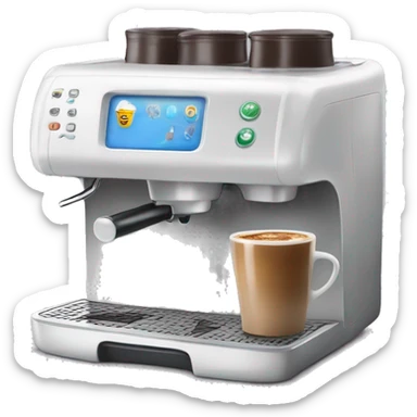 Coffee machine with a mug of coffee and milk  sticker