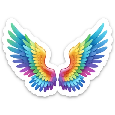 Tiny small mini left and right rainbow angel wings. sticker