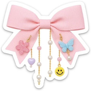 kpop bow with tiny charms and beads, cute and trendy, remove background sticker