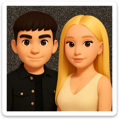 Slightly increase the volume of the upper body of the girl, slightly turn her to face forward, and make the skin color uniform. Maintain the cartoon style as in the reference image. sticker