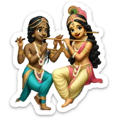 Radha krishna with flute sticker