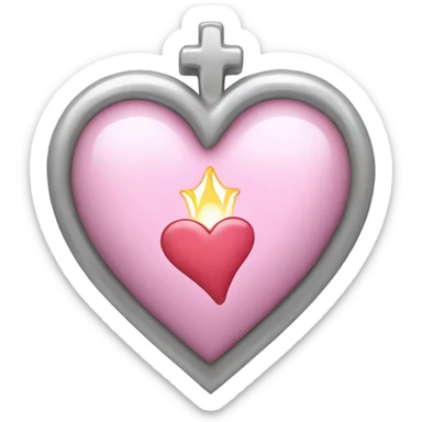 Light pink and silver sacred heart sticker