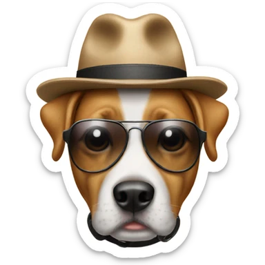 Dog with hat and sunglasses sticker