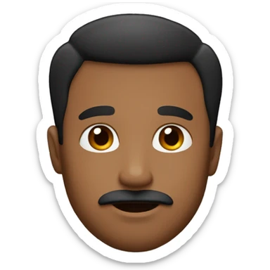 Men with little of culry hair and a mustache from the lips and color of skin brown. black hair sticker