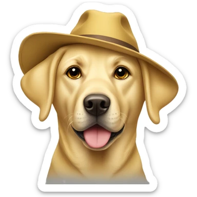 Yellow Labrador wearing a hat sticker