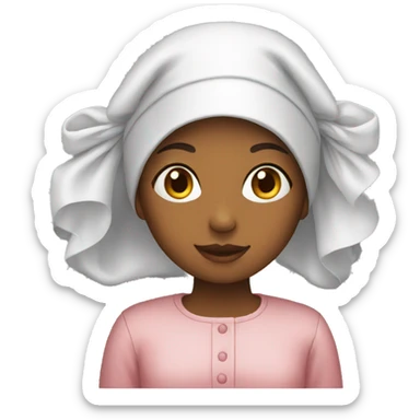 girl emoji wearing silk bonnet sticker