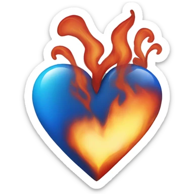 Heart blue and fire  sticker