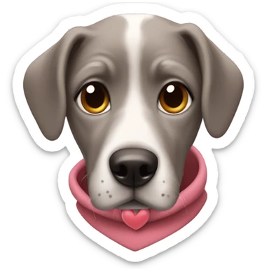 Weirdly dog in a sweatshirt with heart eyes sticker