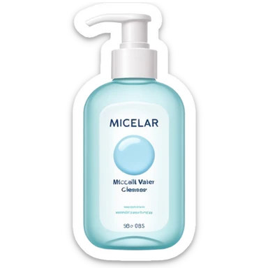 Micellar water cleanser bottle, minimalist, rounded, soft pastel colors, SOS skin care sticker