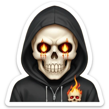 Bro I wanna skull with hoodie on the hoodie has to be on fire and I want matrix blood with the codes and weird numbers spilling out eyes and mouth almost give him a diamond grill in his mouth make it shinny where is the matrix symbols  sticker