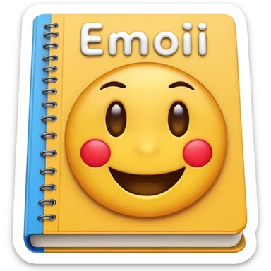 A textbook with the word 'emoji' written on the cover sticker