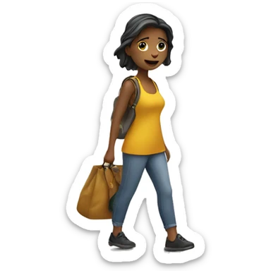 girl with bag on road sticker