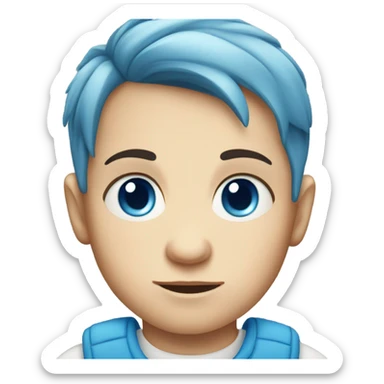 Serious baby Caucasian boy with blue eyes and blue hair sticker