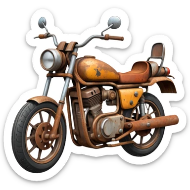 Damaged motorbike there should be no front wheel it should be like junk  sticker