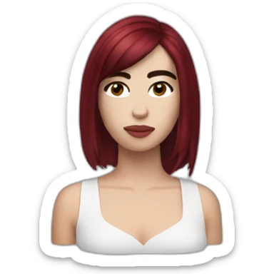 Dua Lipa with dark red hair sticker