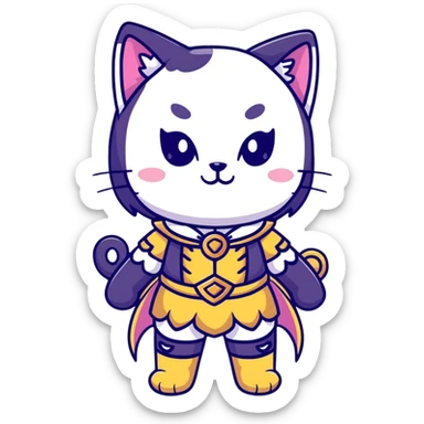 catgirl character with detailed fantasy costume, magical vibe, anime look sticker
