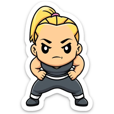Hun from Teenage Mutant Ninja Turtles, muscular gang leader with blonde ponytail sticker