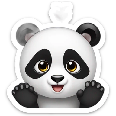 panda with heart in her hands sticker