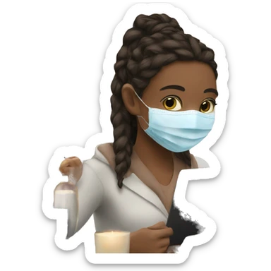 Studying while wearing skincare face mask sticker