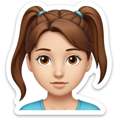 girl with brown hair and ponytail sticker