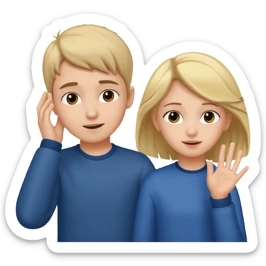 a boy putting a girls hair behind her ear gesture sticker