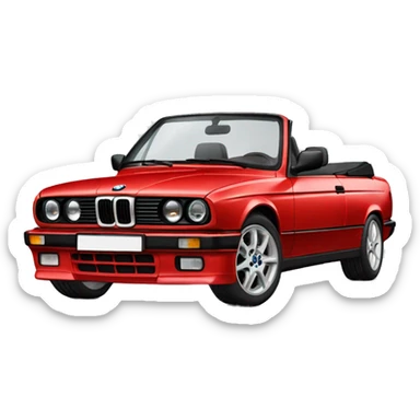 Red bmw e30 convertible  sticker