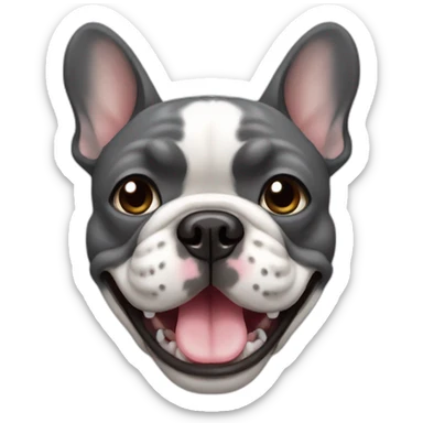 female Dark Grey French bulldog smiling face sticker
