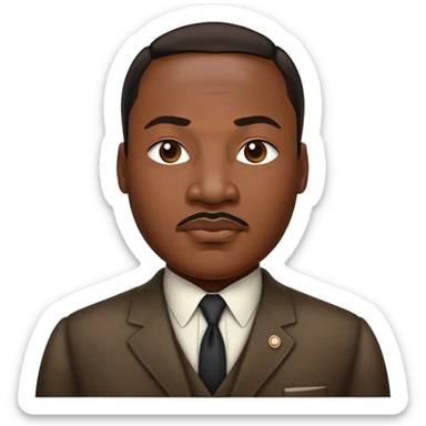 Cinematic Realistic Martin Luther King Jr. Portrait Emoji, depicted as a compassionate determined civil rights leader in period attire with a powerful gaze, rendered with rich textures and inspiring dynamic lighting that captures his historic legacy. sticker