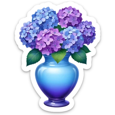 Hydrangeas in vintage vase sticker