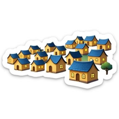 Village in night with moon and stars sticker