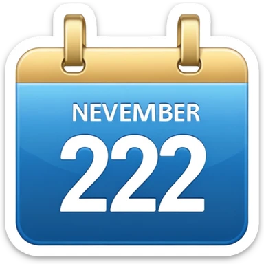 no generate an ios style background free calender icon, blue and gold and white with the date 22 november highlited sticker