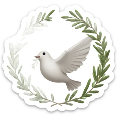 a dove with a wreath of peace sticker