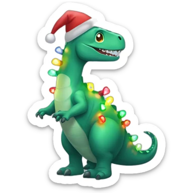 Brachiosaur wearing christmas lights sticker