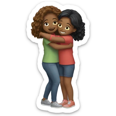 2 girls best friends hugging  sticker