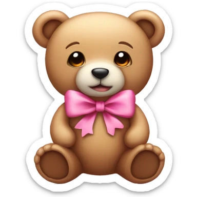 small cute teddy bear with pink bow on head sticker