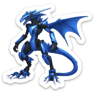  Cool Edgy Black Blue Digimon-Fakemon-Raptor-Dragon-Mecha full body sticker