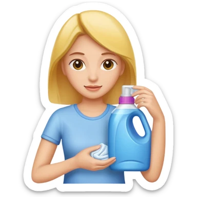 woman holding laundry detergent sticker