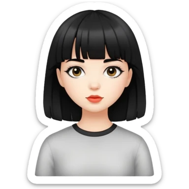cute girl with black bangs hairstyle sticker