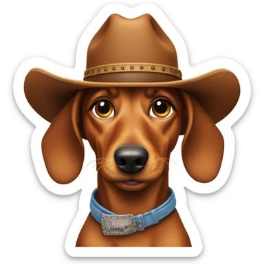 Wiener dog wearing cowboy hat sticker