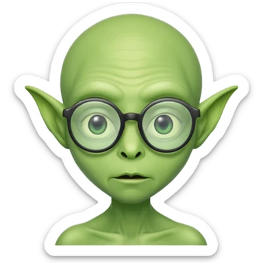 green alien with glasses sticker