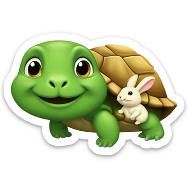 Tortue avec un lapin sur la tête sticker