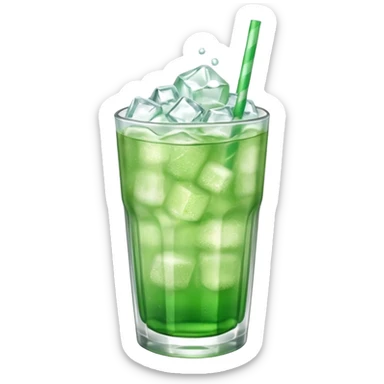 Japanese cream soda green on a glass with ice sticker