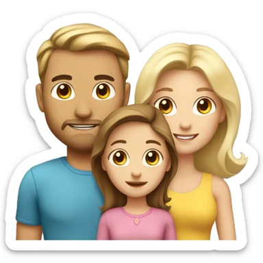 White family, 1 mom with brown hair, 1 dad with Blonde hair, 1 girl with blonde hair sticker
