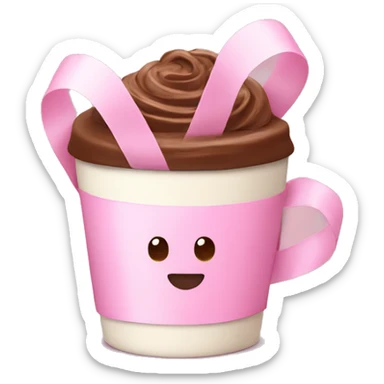 Soft pink ribbon mocha sticker